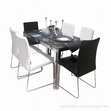 Dining table with tempered glass top, chair is with simple design